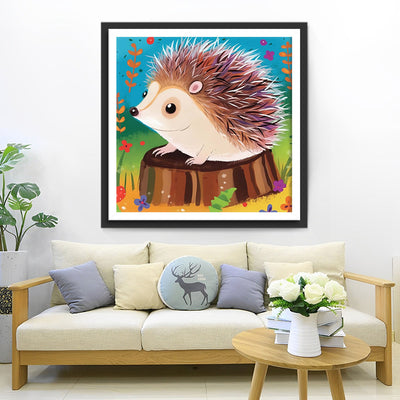 Igel auf einem Baumstumpf Diamond Painting