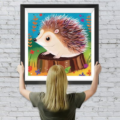Igel auf einem Baumstumpf Diamond Painting