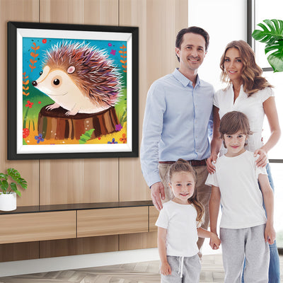 Igel auf einem Baumstumpf Diamond Painting