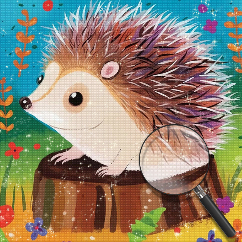 Igel auf einem Baumstumpf Diamond Painting