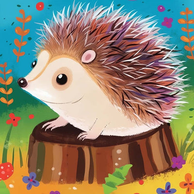 Igel auf einem Baumstumpf Diamond Painting