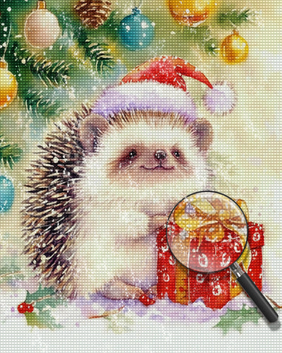 Igel mit Weihnachtsgeschenk Diamond Painting