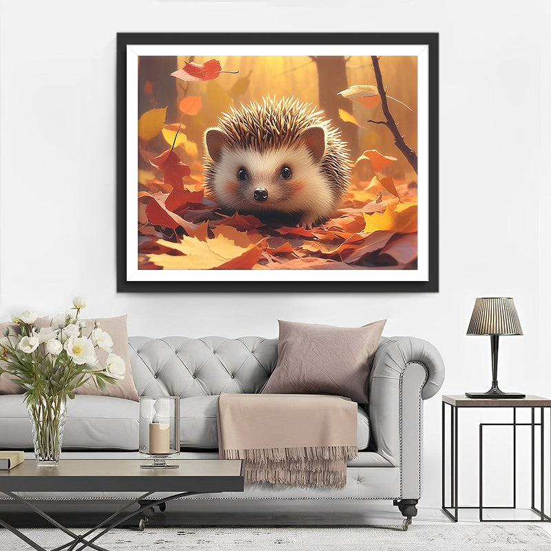 Igel und Ahornblätter Diamond Painting
