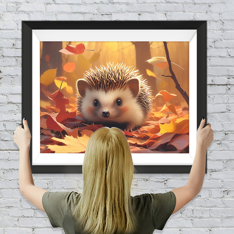 Igel und Ahornblätter Diamond Painting