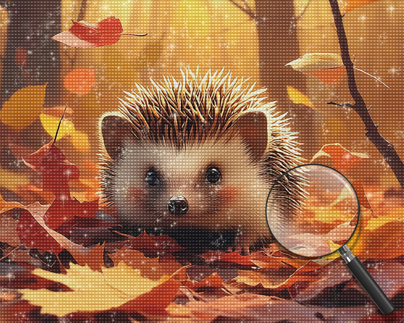 Igel und Ahornblätter Diamond Painting