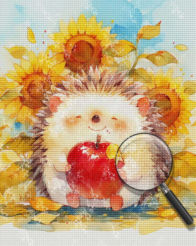 Igel und Sonnenblumen Diamond Painting