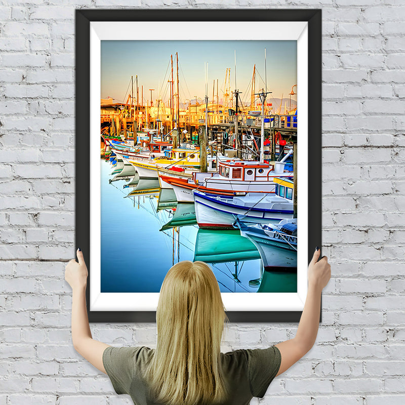 Im Hafen vertäute Schiffe Diamond Painting