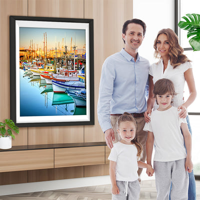 Im Hafen vertäute Schiffe Diamond Painting