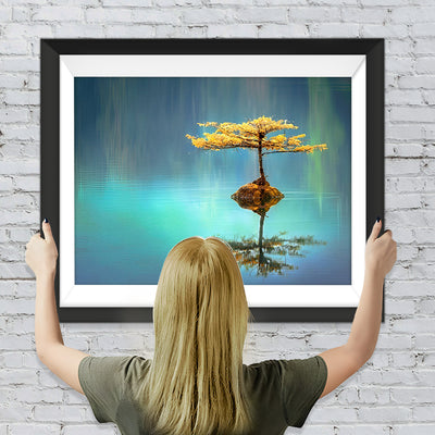 Im See wachsender Baum Diamond Painting