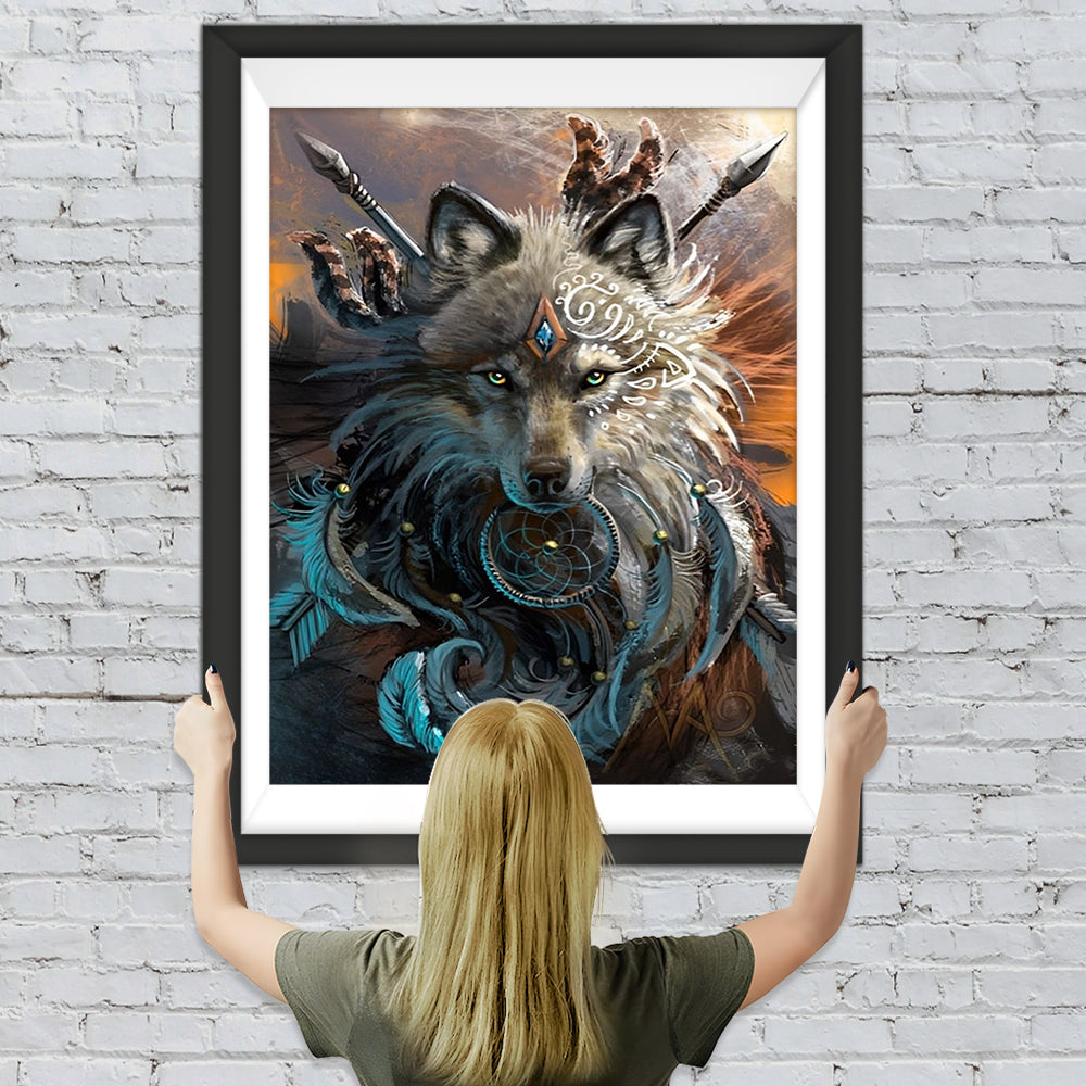 Indischer Wolfkönig Diamond Painting