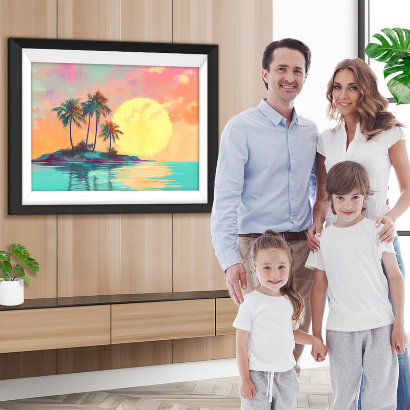 Inselkokosnussbäume bei Sonnenaufgang Diamond Painting