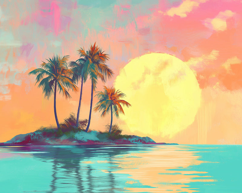 Inselkokosnussbäume bei Sonnenaufgang Diamond Painting