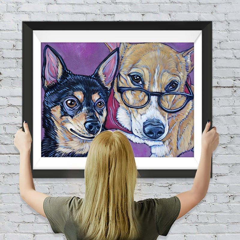 Jagdhund und Golden Retriever Diamond Painting