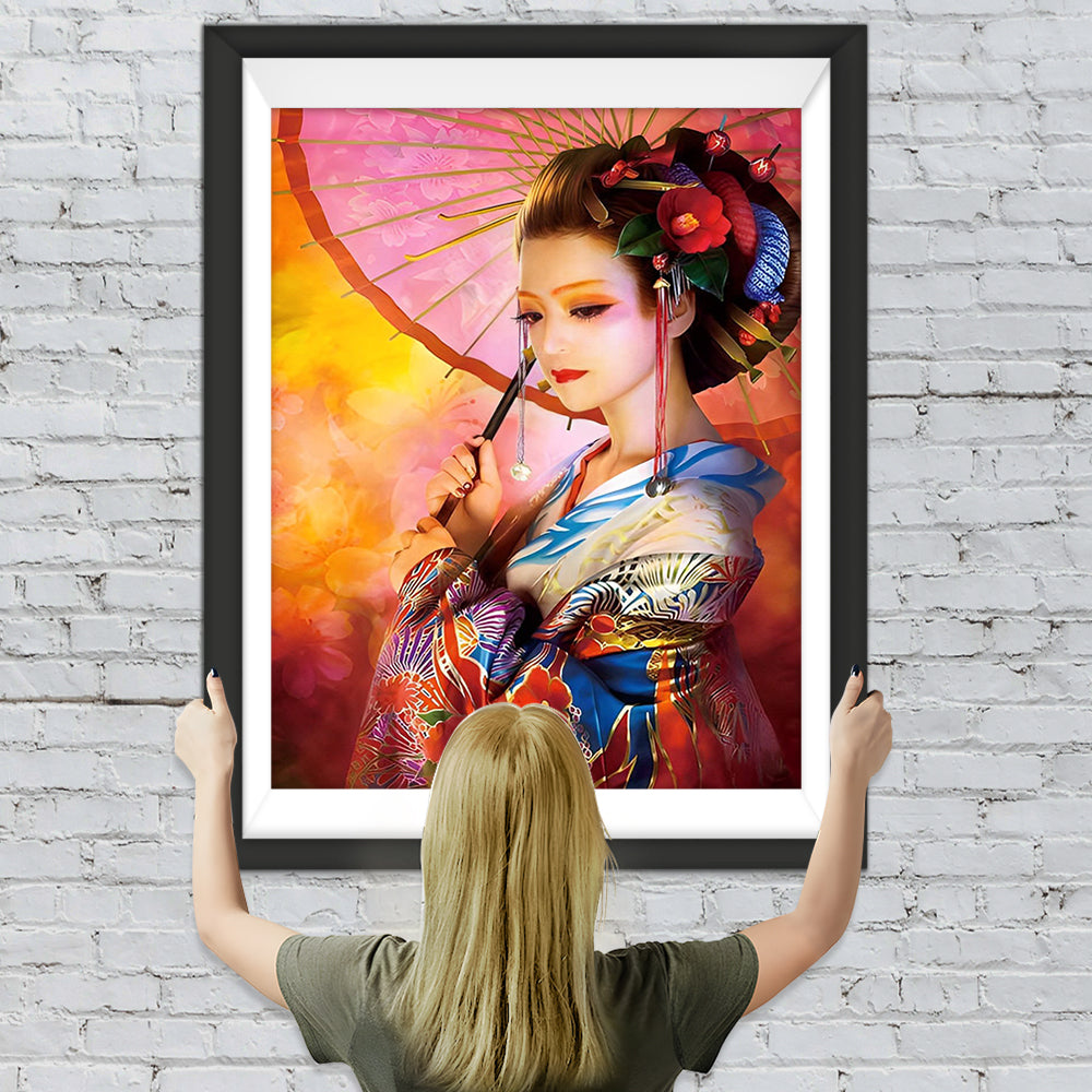 Japanische Frau mit einem Regenschirm Diamond Painting