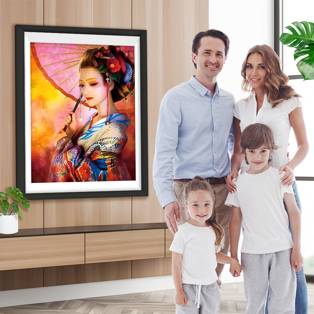 Japanische Frau mit einem Regenschirm Diamond Painting