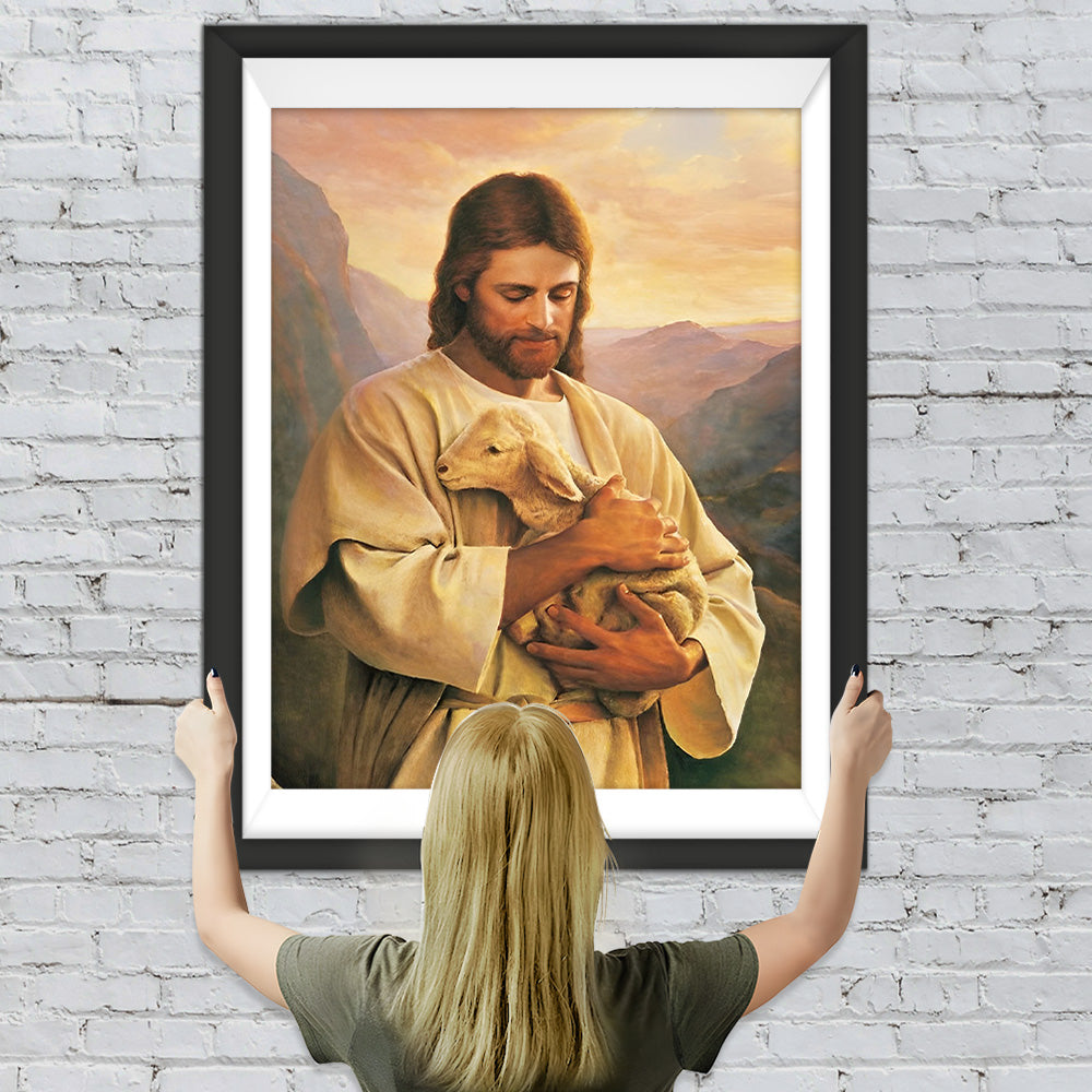 Jesus, der Hirte, und die Schafe Diamond Painting