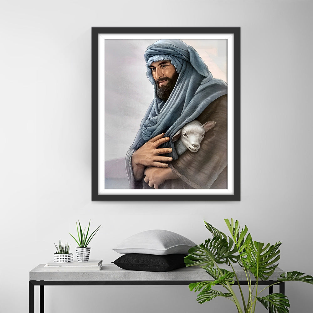 Jesus hält Lamm Diamond Painting