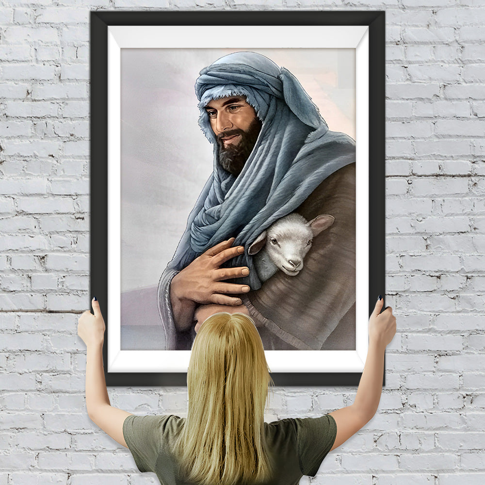 Jesus hält Lamm Diamond Painting