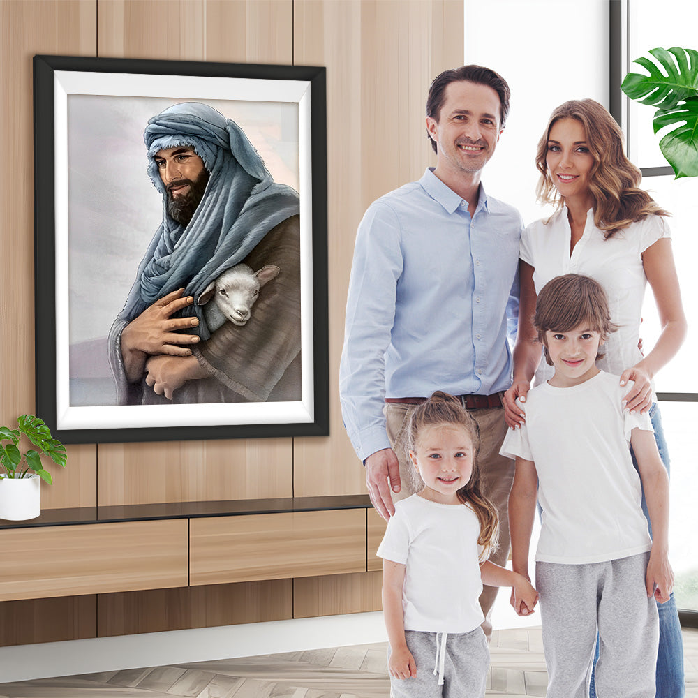 Jesus hält Lamm Diamond Painting