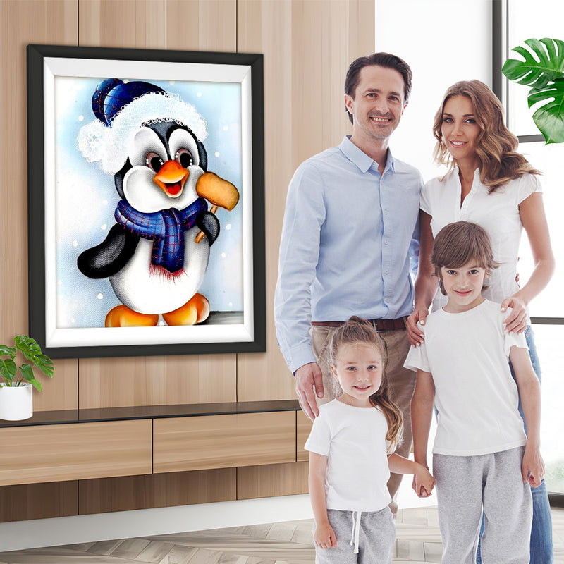 Junger Pinguin mit Hut und Schal Diamond Painting