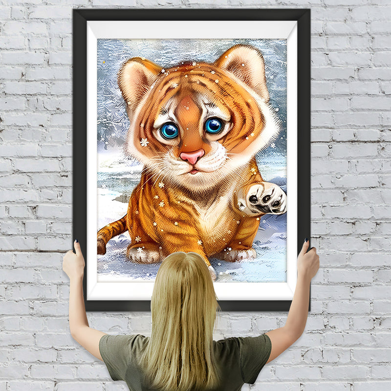 Junger Tiger im Schnee Diamond Painting