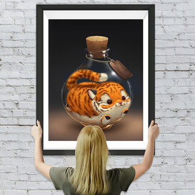 Junger Tiger in der Glasflasche Diamond Painting