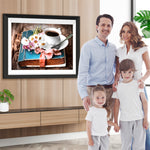 Kaffee, Gänseblümchen und altes Buch Diamond Painting