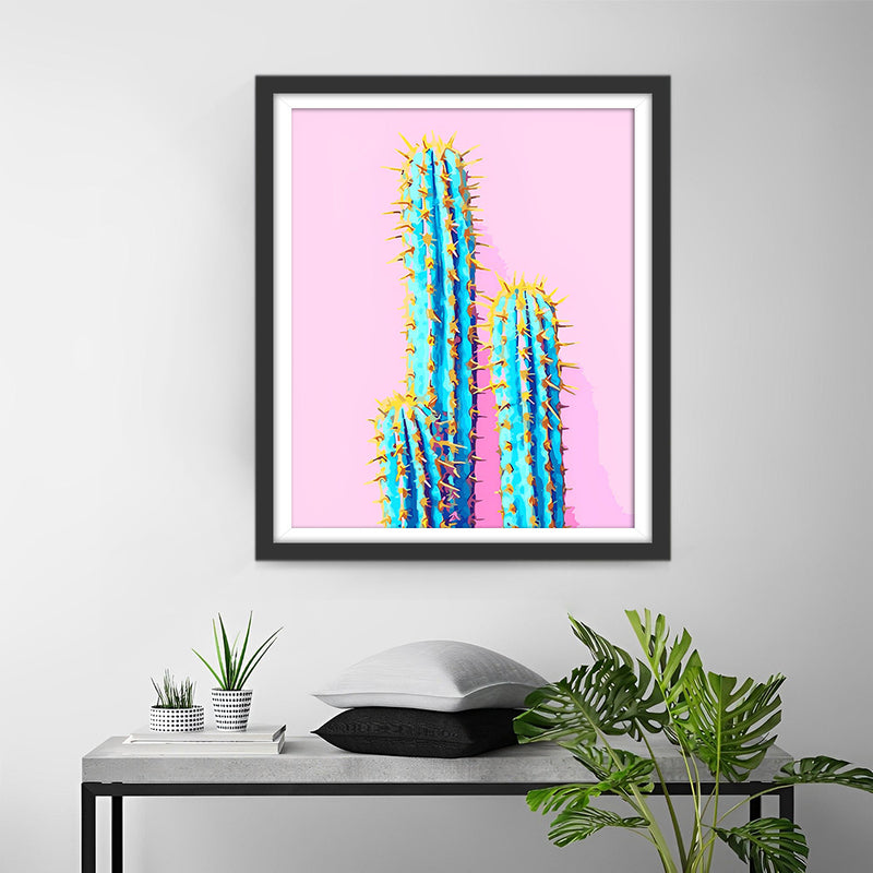 Kakteen auf rosa Hintergrund Diamond Painting