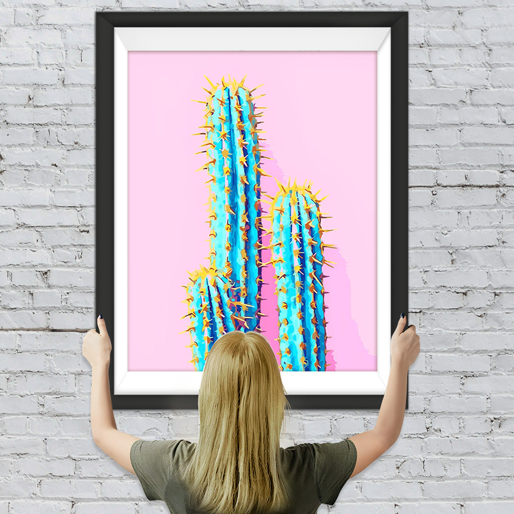 Kakteen auf rosa Hintergrund Diamond Painting