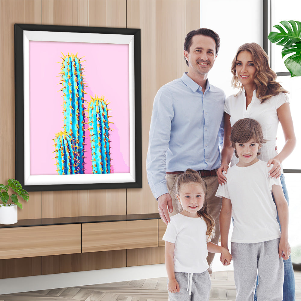 Kakteen auf rosa Hintergrund Diamond Painting