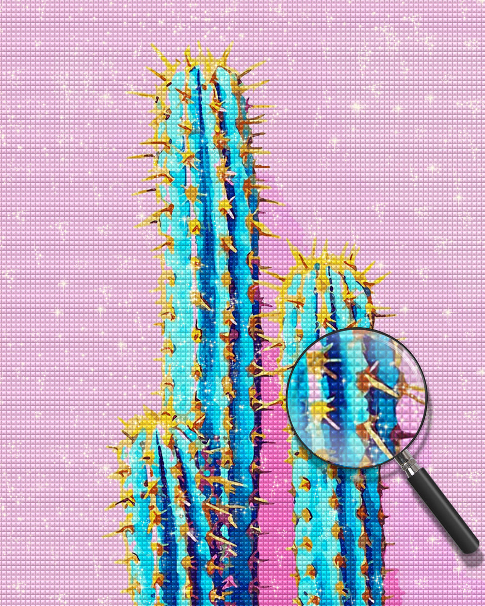 Kakteen auf rosa Hintergrund Diamond Painting