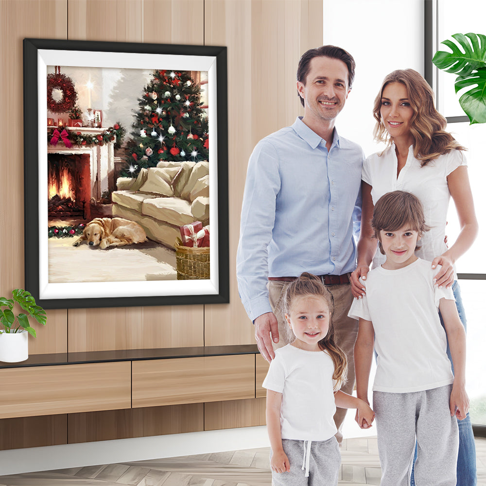 Kamin Weihnachtsbaum Wohnzimmer Diamond Painting