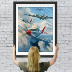 Kampfflugzeug fliegt durch die Wolken Diamond Painting