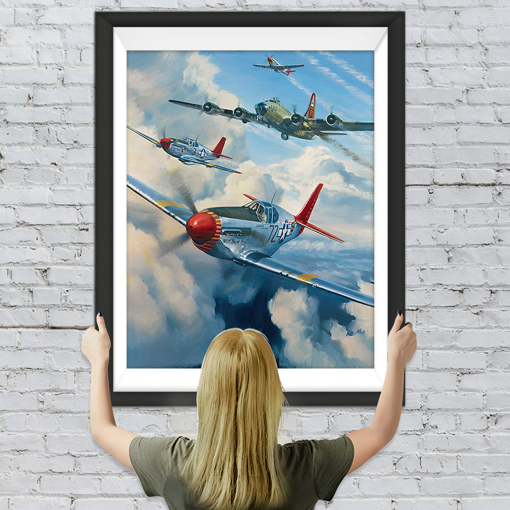 Kampfflugzeug fliegt durch die Wolken Diamond Painting