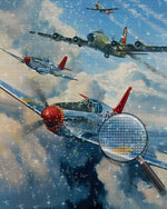 Kampfflugzeug fliegt durch die Wolken Diamond Painting