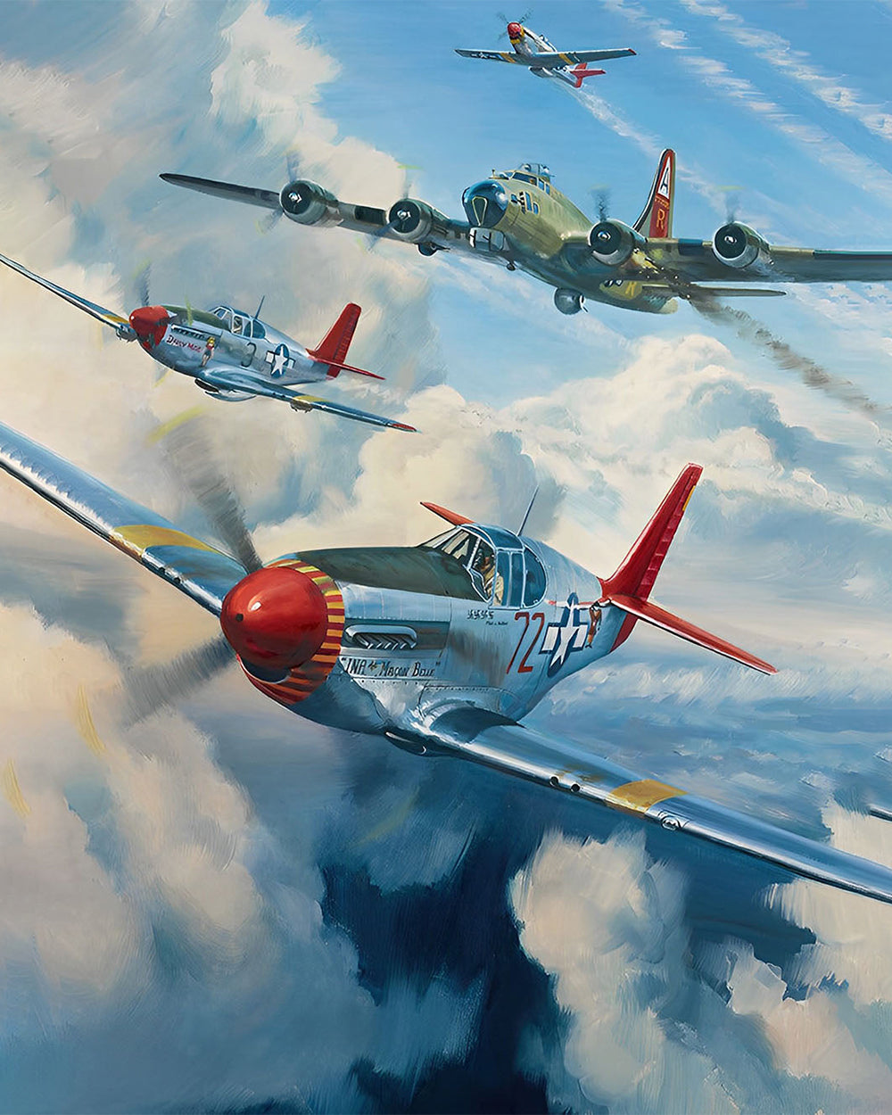 Kampfflugzeug fliegt durch die Wolken Diamond Painting