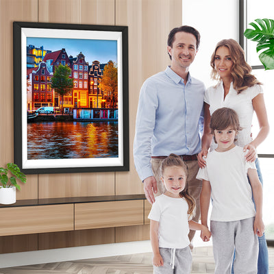 Kanal und Gebäude in Amsterdam Diamond Painting