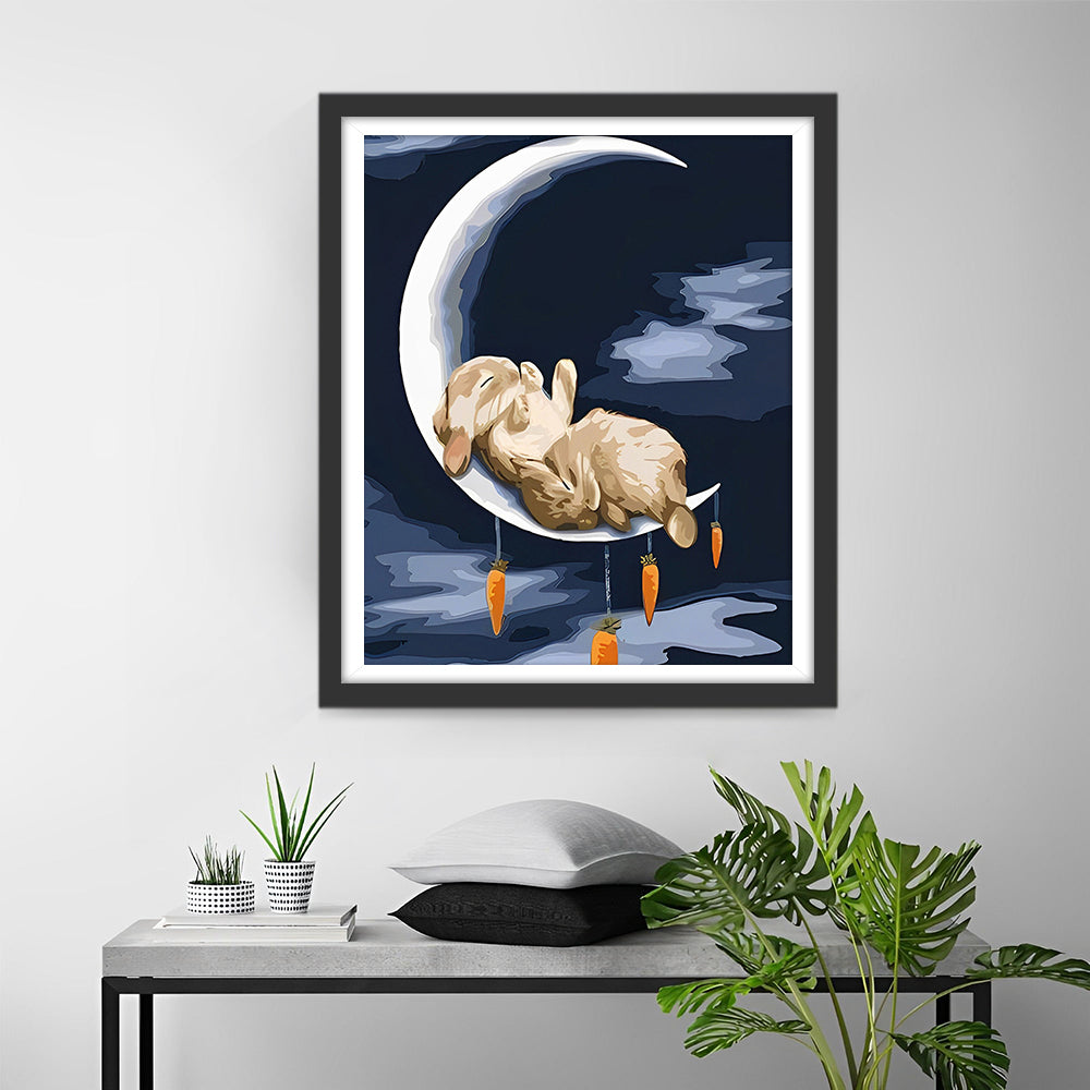 Kaninchen auf dem Mond Diamond Painting