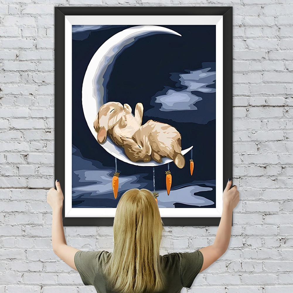 Kaninchen auf dem Mond Diamond Painting