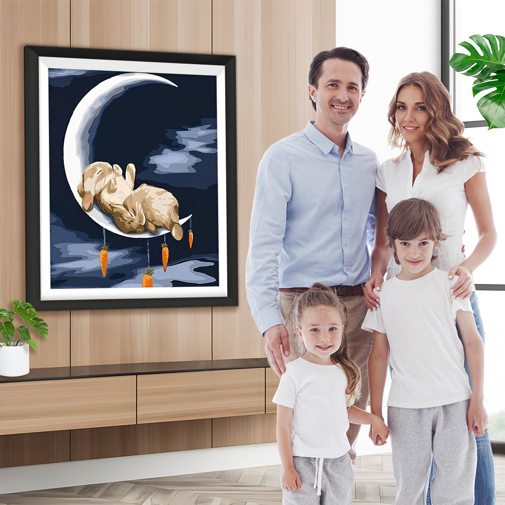 Kaninchen auf dem Mond Diamond Painting