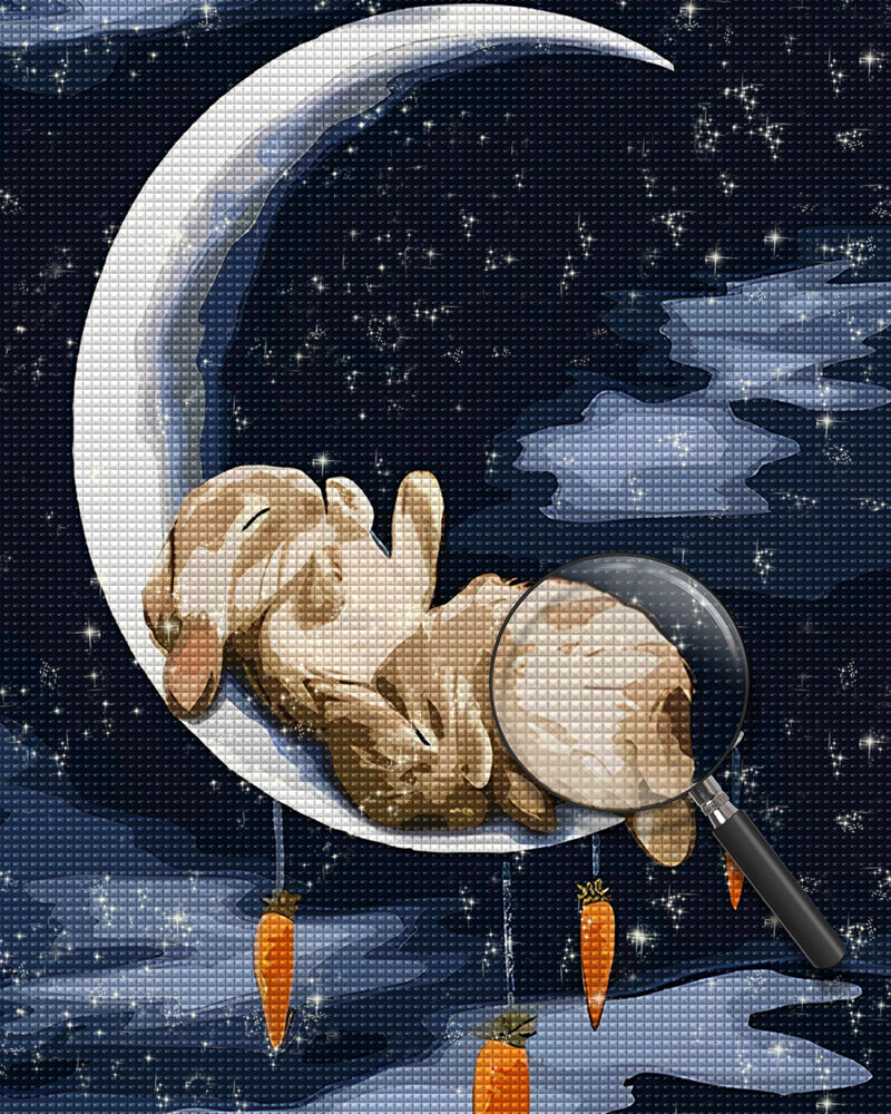 Kaninchen auf dem Mond Diamond Painting