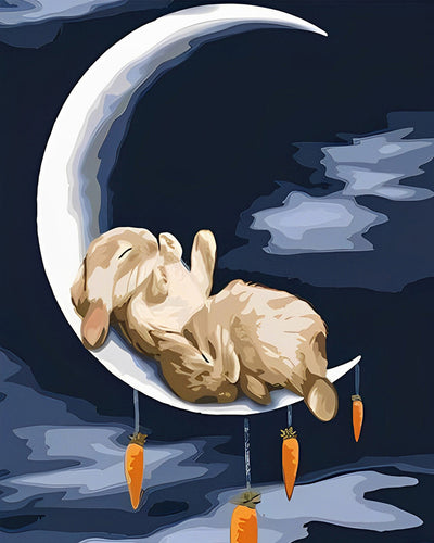 Kaninchen auf dem Mond Diamond Painting