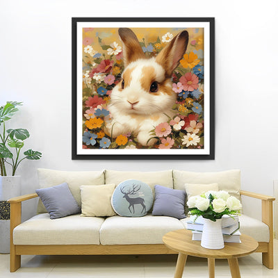 Kaninchen in Blumen Diamond Painting