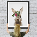 Kaninchen mit roter Blume Diamond Painting