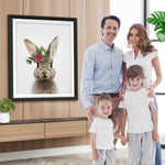 Kaninchen mit roter Blume Diamond Painting