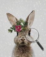 Kaninchen mit roter Blume Diamond Painting