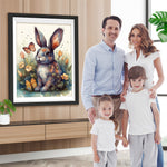 Kaninchen, Schmetterling und Blumen Diamond Painting