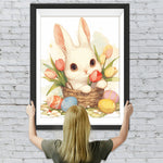 Kaninchen, Tulpen und Ostereier Diamond Painting