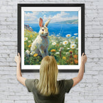 Kaninchen und Gänseblümchen am Fluss Diamond Painting