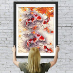 Karpfen und Ahornblätter Diamond Painting